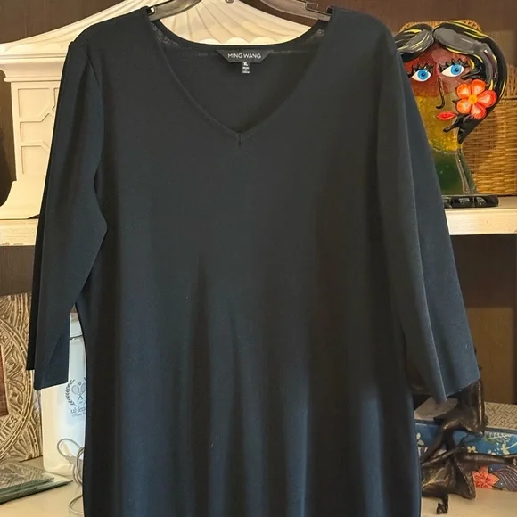 Ming Wang | Women’s Classic Black V-Neck Dress Size XL - Picture 3 of 4